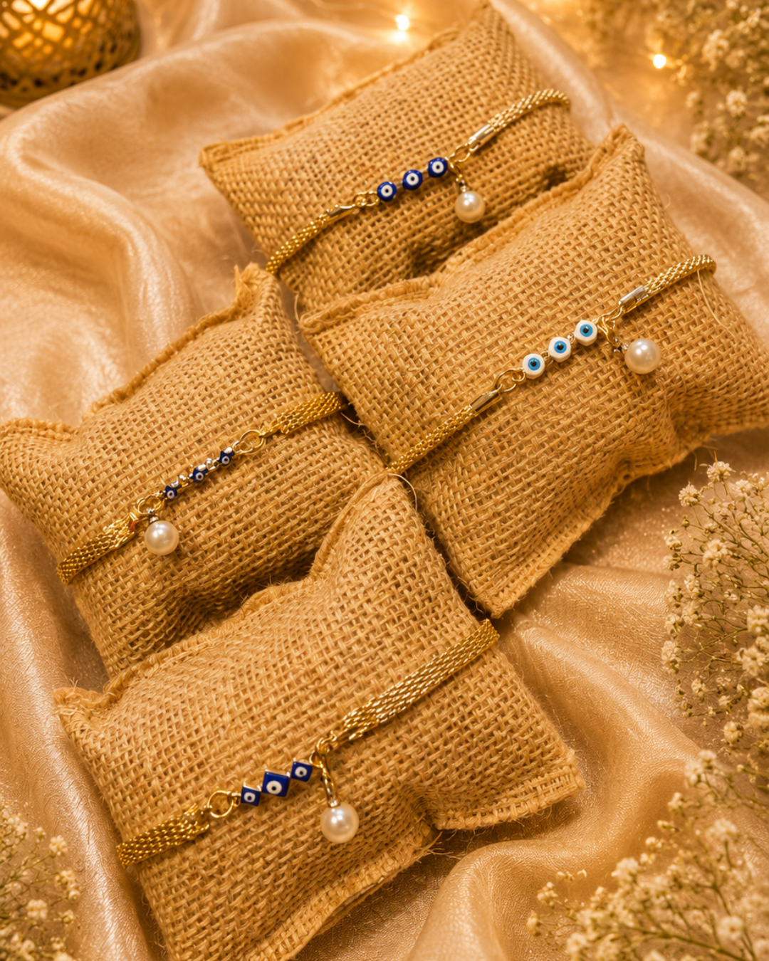 Luxe Evil Eye Pearl Mesh Rakhi