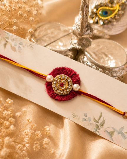 Royal Maroon Zari Designer Rakhi