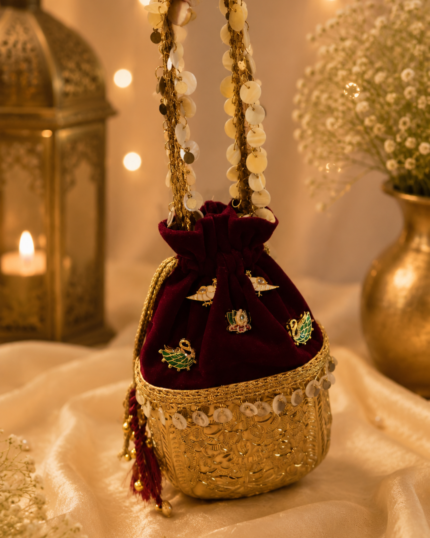 Velvet Swan German Silver Potli