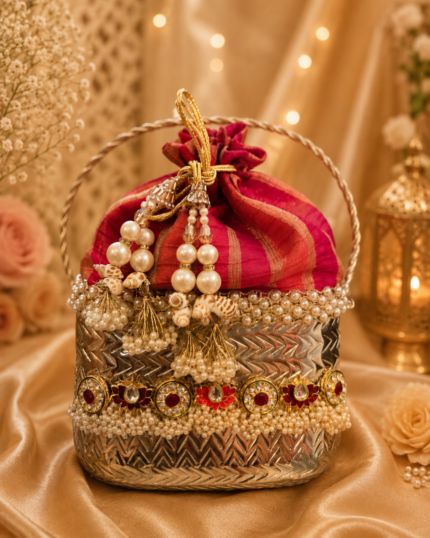 Pearl Bloom German Silver Potli