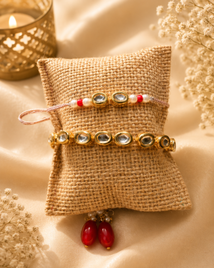 Royal Kundan Twin Rakhi Set