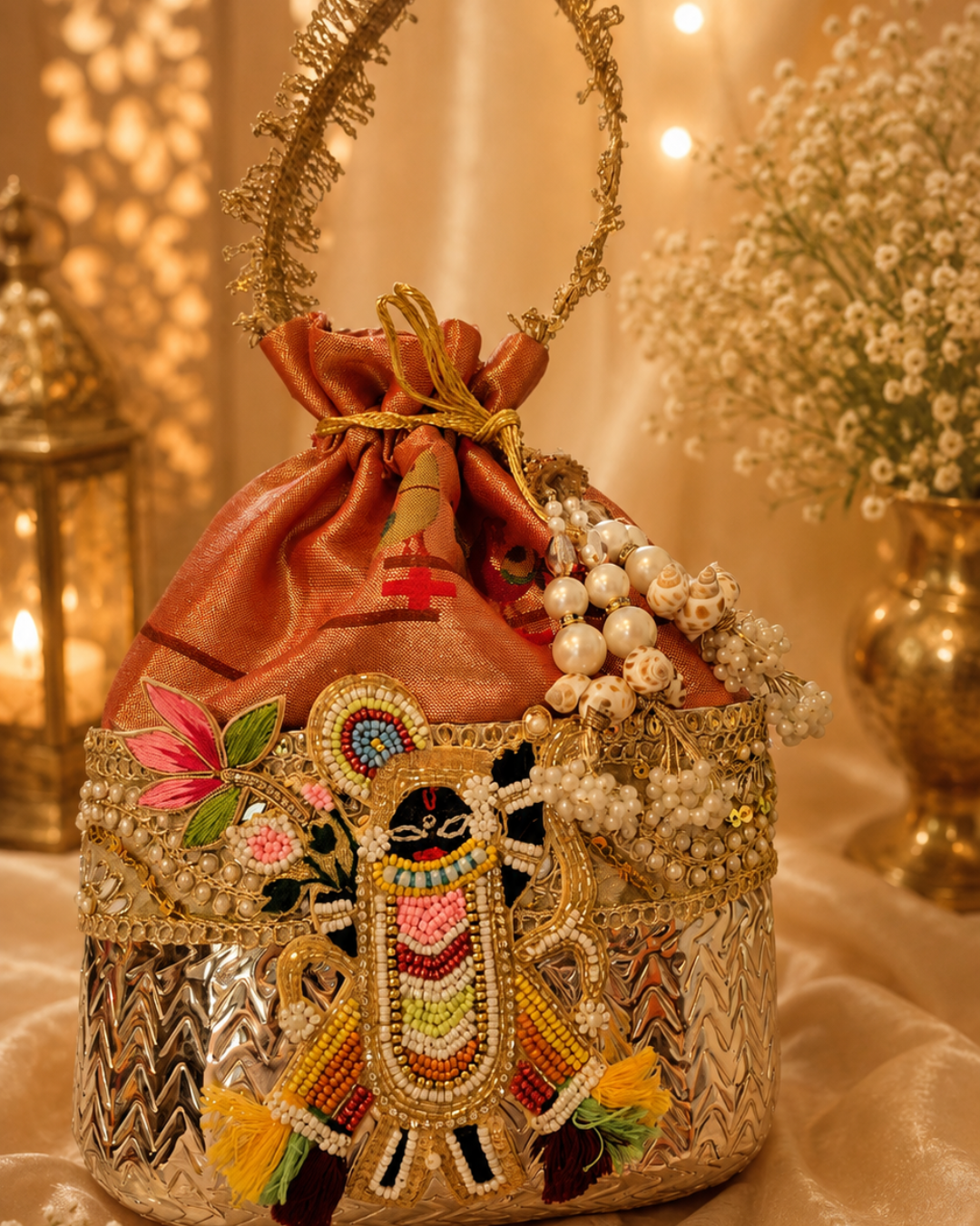 Shreenath Ji German Silver Potli