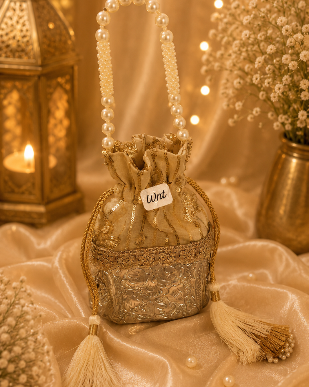 Pearl Grace German Silver Potli
