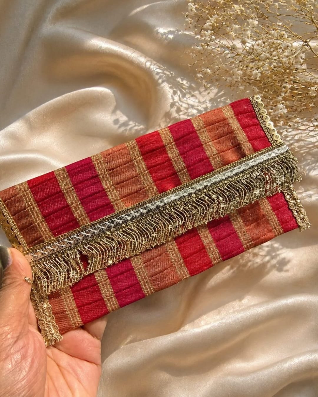 Heritage Brocade Money Envelope – Ruby Red