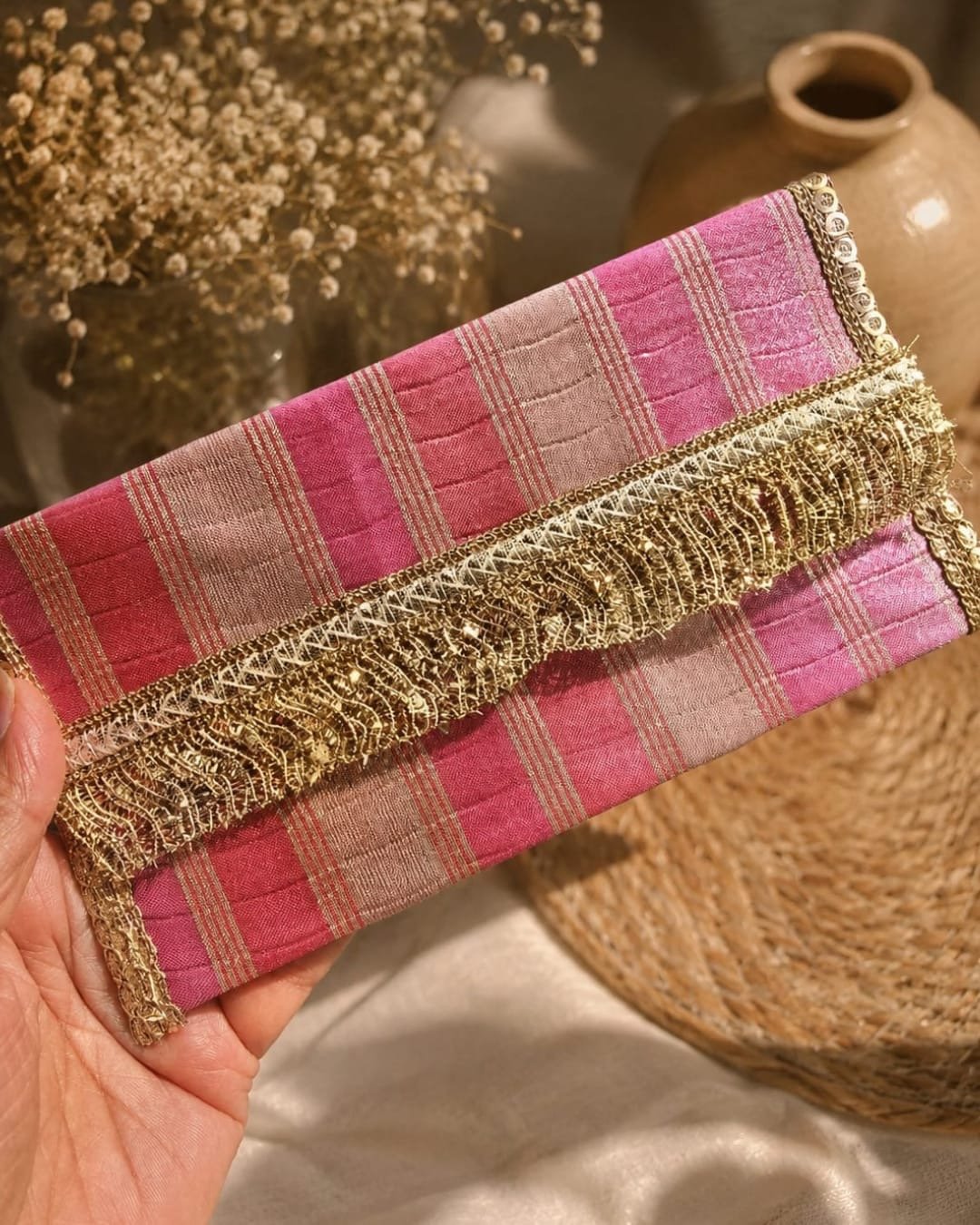 Heritage Brocade Money Envelope – Blush Pink