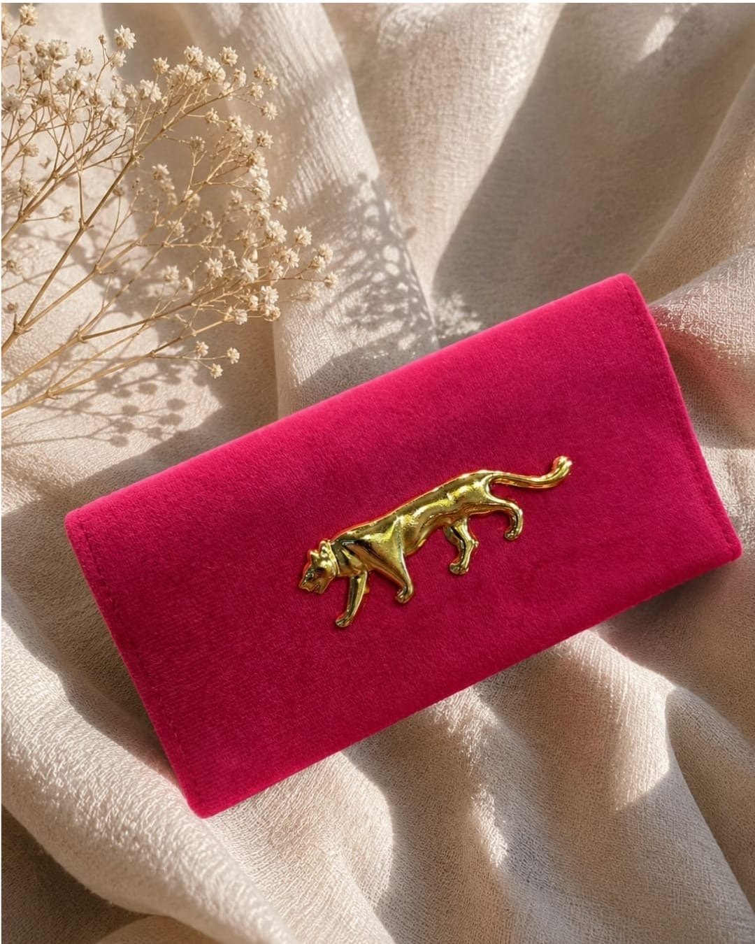 Velvet Panther Luxury Money Envelope – Hot Pink