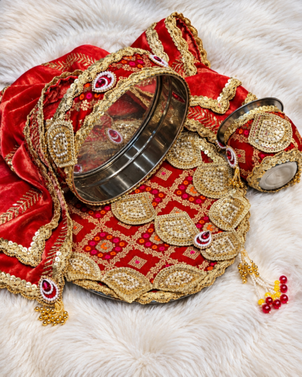 Royal Red Karwa Chauth Thali Set