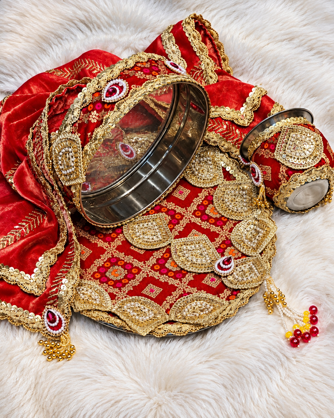 Royal Red Karwa Chauth Thali Set