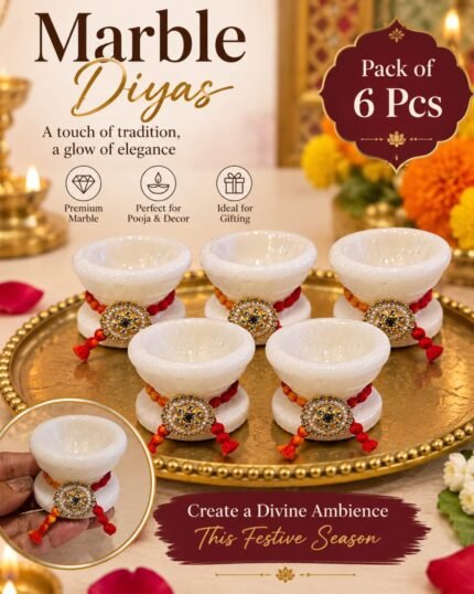 Royal Marble Diya – Pack of 6