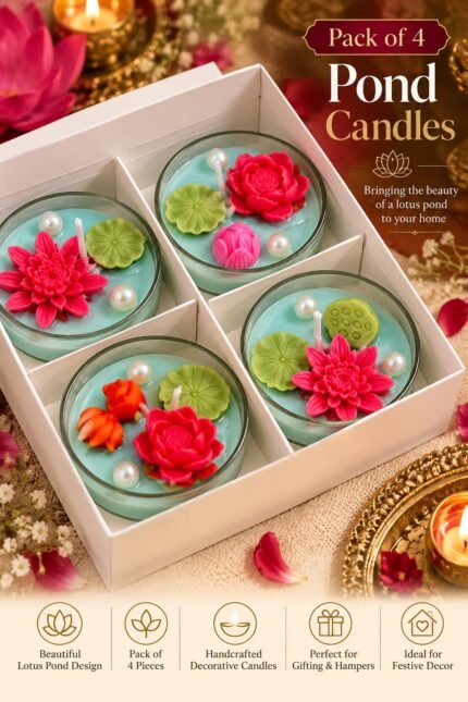 Lotus Pond Candles – Pack of 4